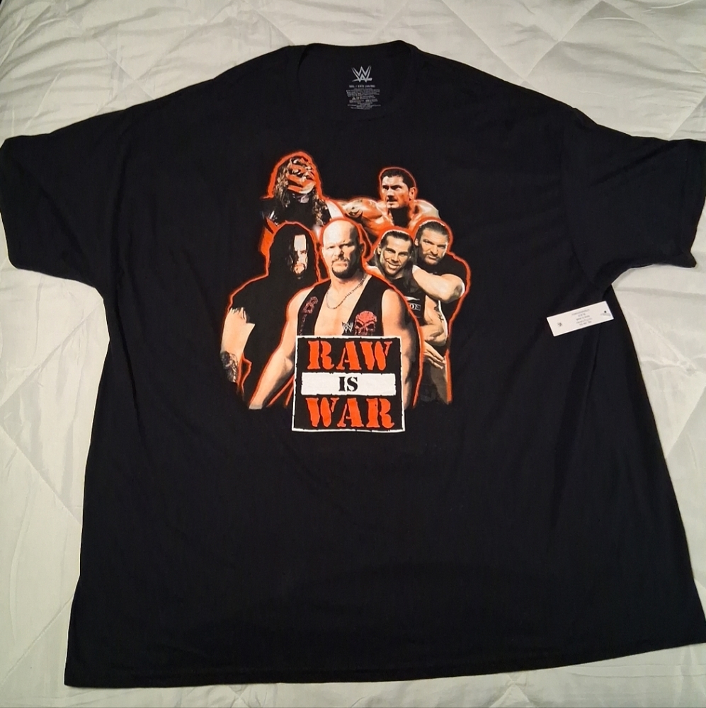 WWE Raw Is War Retro Graphic Black T-Shirt Size 3XL, Stone Cold, Kane, DX